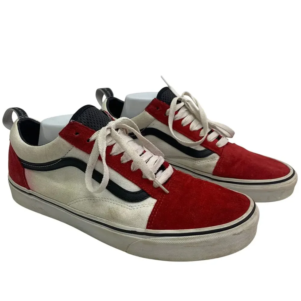 Vans Off the Wall Mens Sz 10.5 Old Skool Red Black White Colorblock Webbing READ